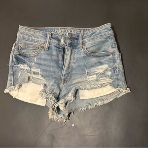 American Eagle Outfitters Women's Ripped Jean Shorts - Light Blue